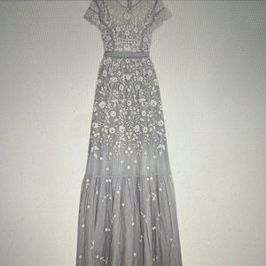 needle and thread meadow embroiled tulle gown in light blue